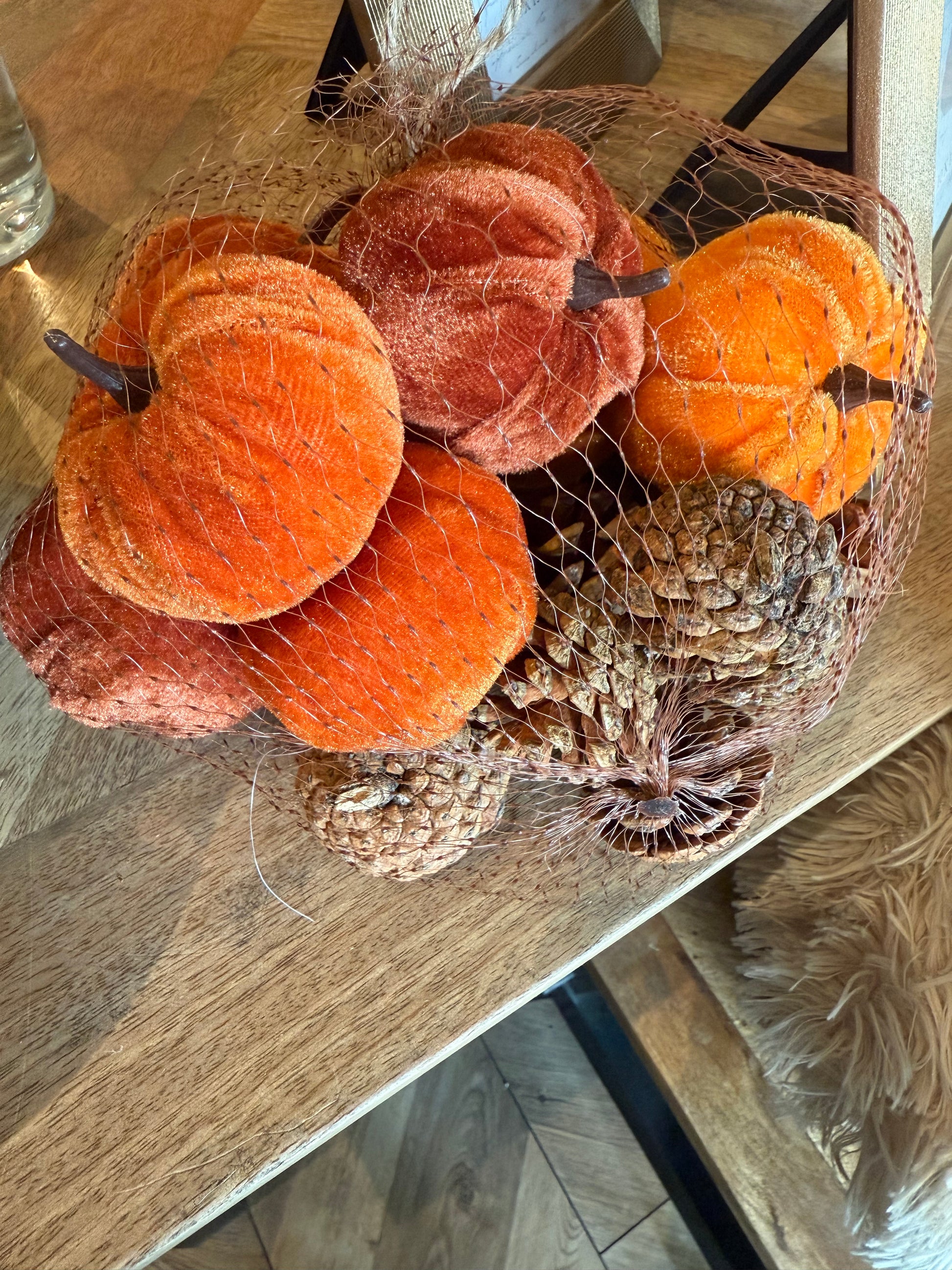 Velvet Pumpkins Pinecones Bag