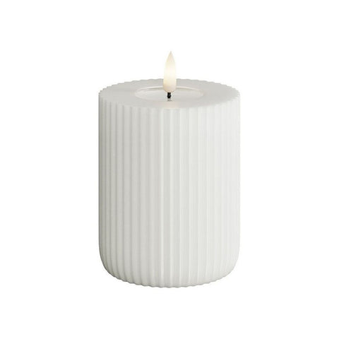 LED Ribbed Candle Small White