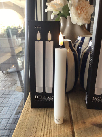 LED Dinner Candle Small White Set of 2