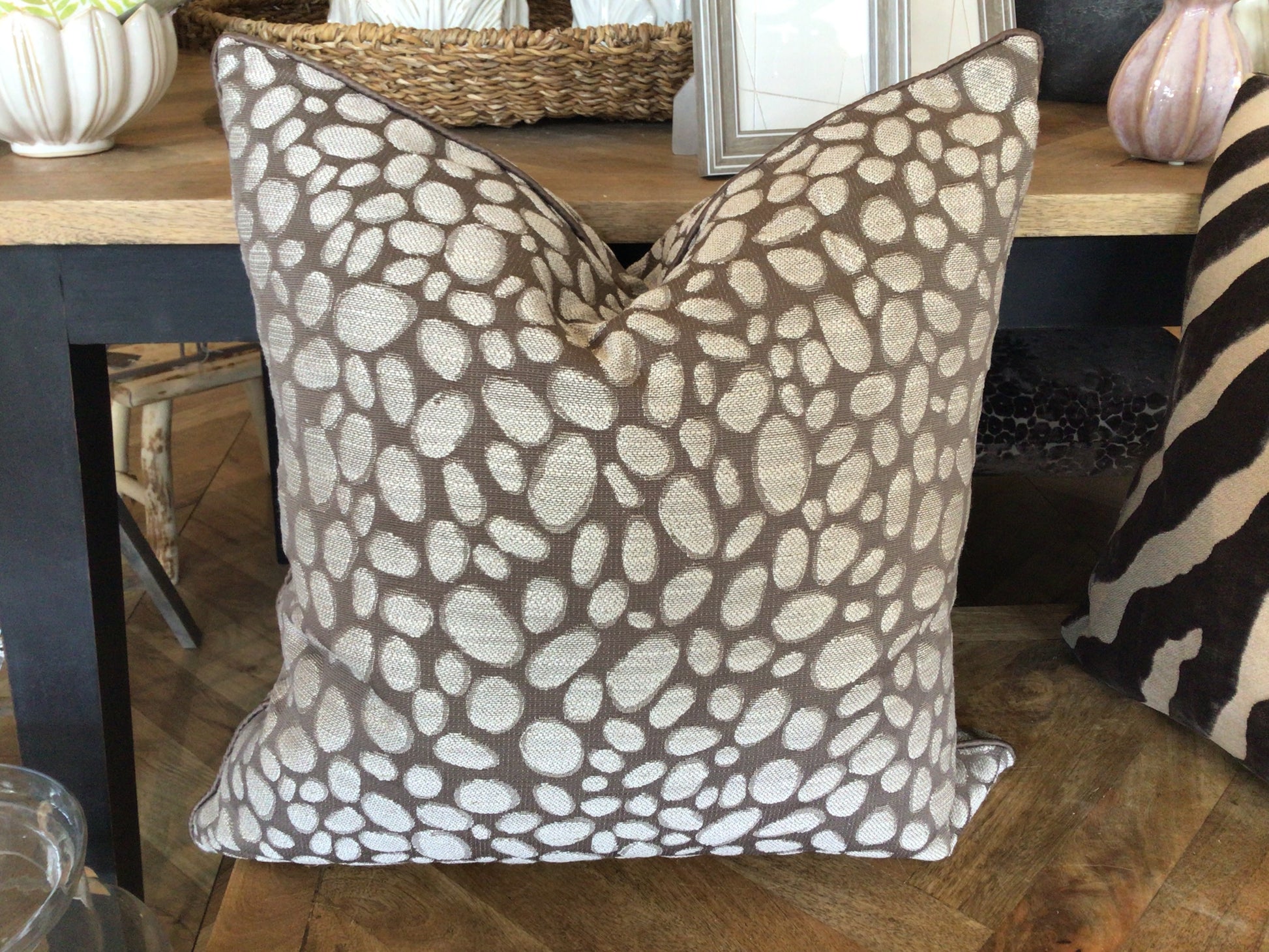 Malini Pebbles Taupe Cushion