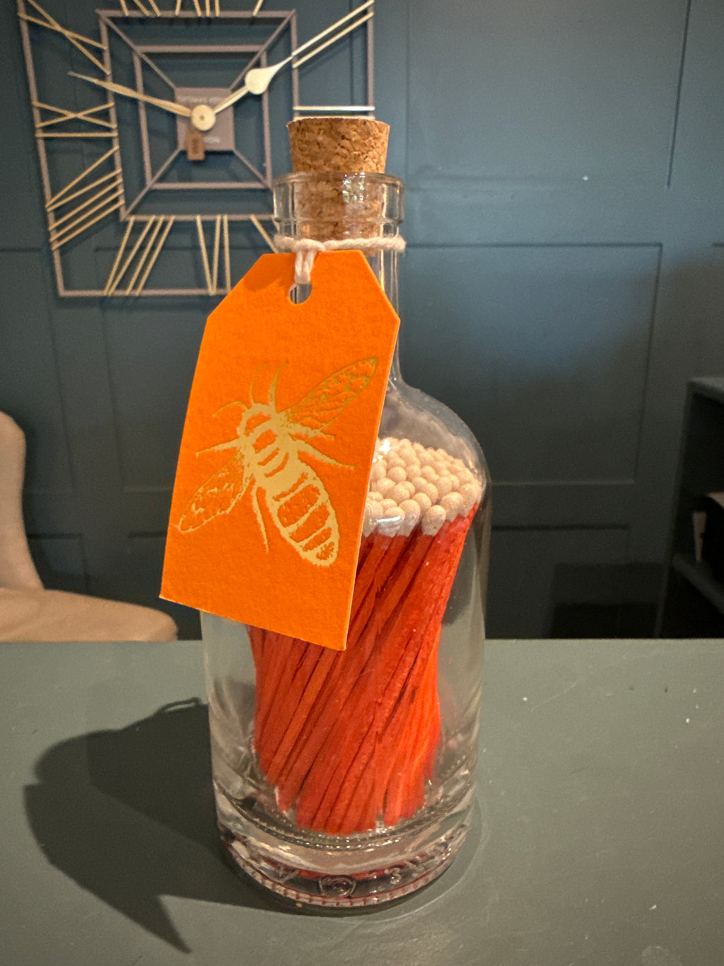 Gold Bee Glass Bottle Matches