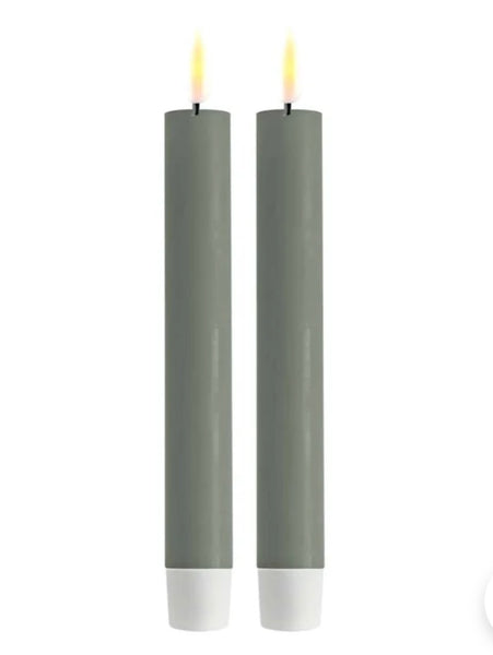 Deluxe Homeart LED Dinner Candle Salvie Green Set of 2 15cm