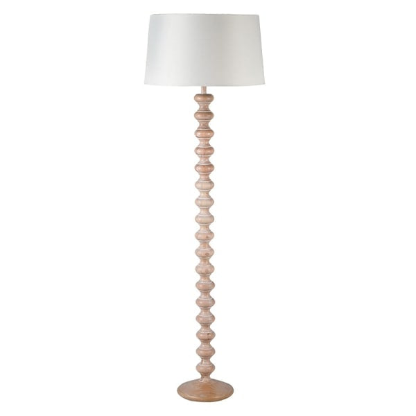Turned Base Floor Lamp With Linen Shade