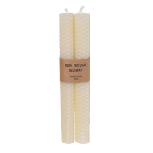 Pair Of Cream Beeswax Candles
