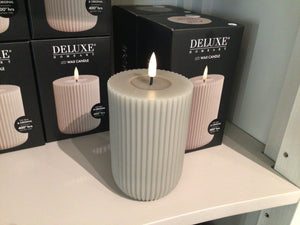 LED Ribbed Candle Medium Sand