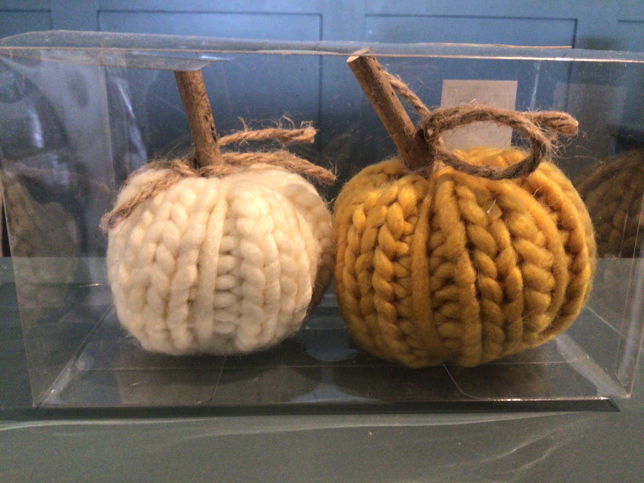 Wool Knitted Pumpkins Box of 2