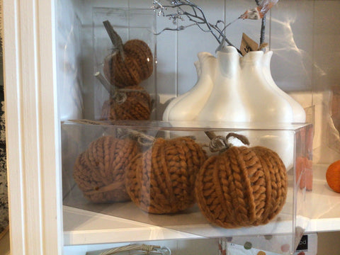 Wool Knitted Brown Pumpkins Set of 3