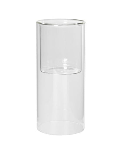 Small glass cylinder candle holder