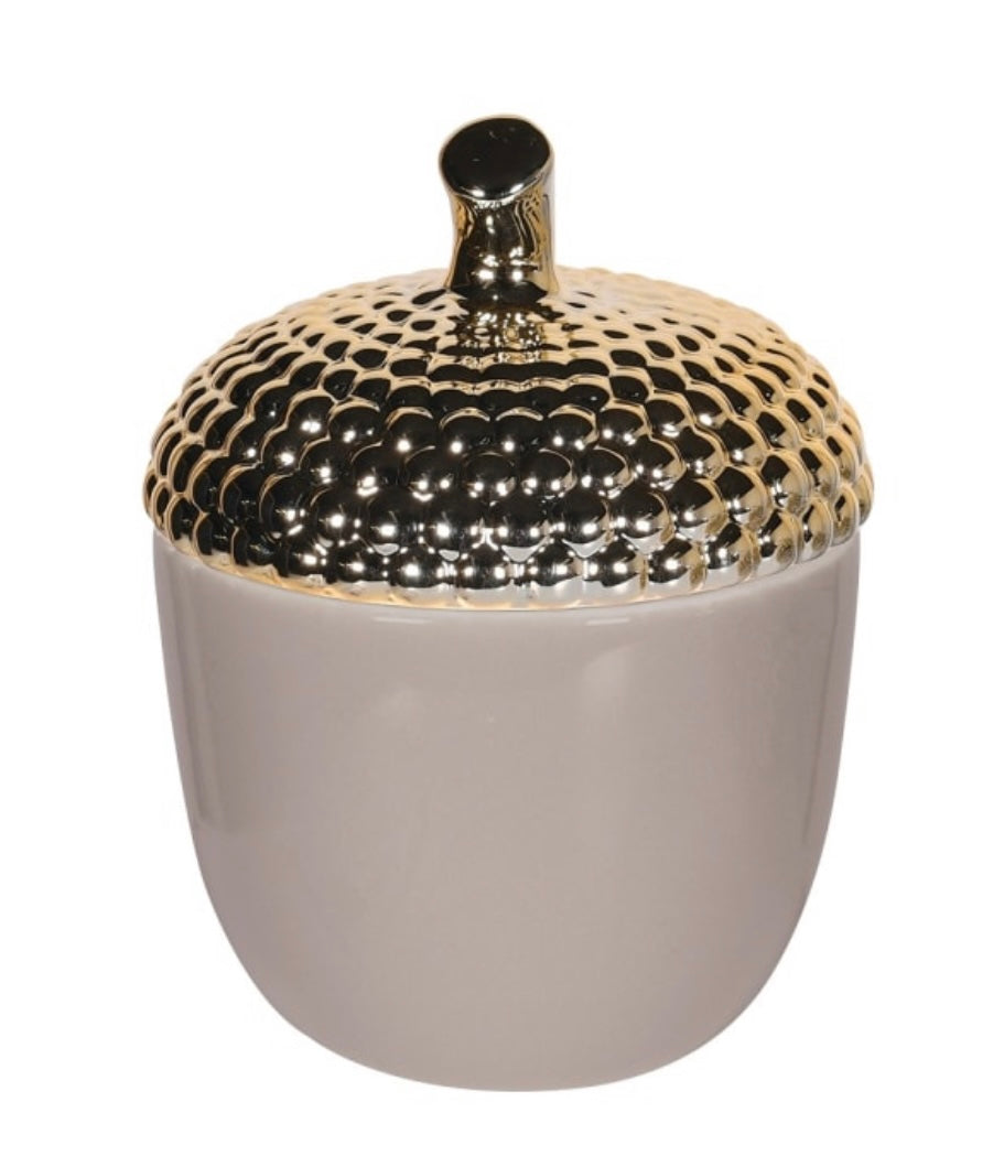 Taupe Gold Acorn Jar