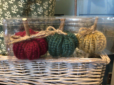 Wool Knitted Mix Pumpkins Set Of 3